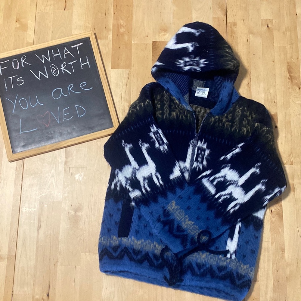 Vintage Andino Artisans 100% Wool Llama Sweater - Unisex - Size 6-9 years